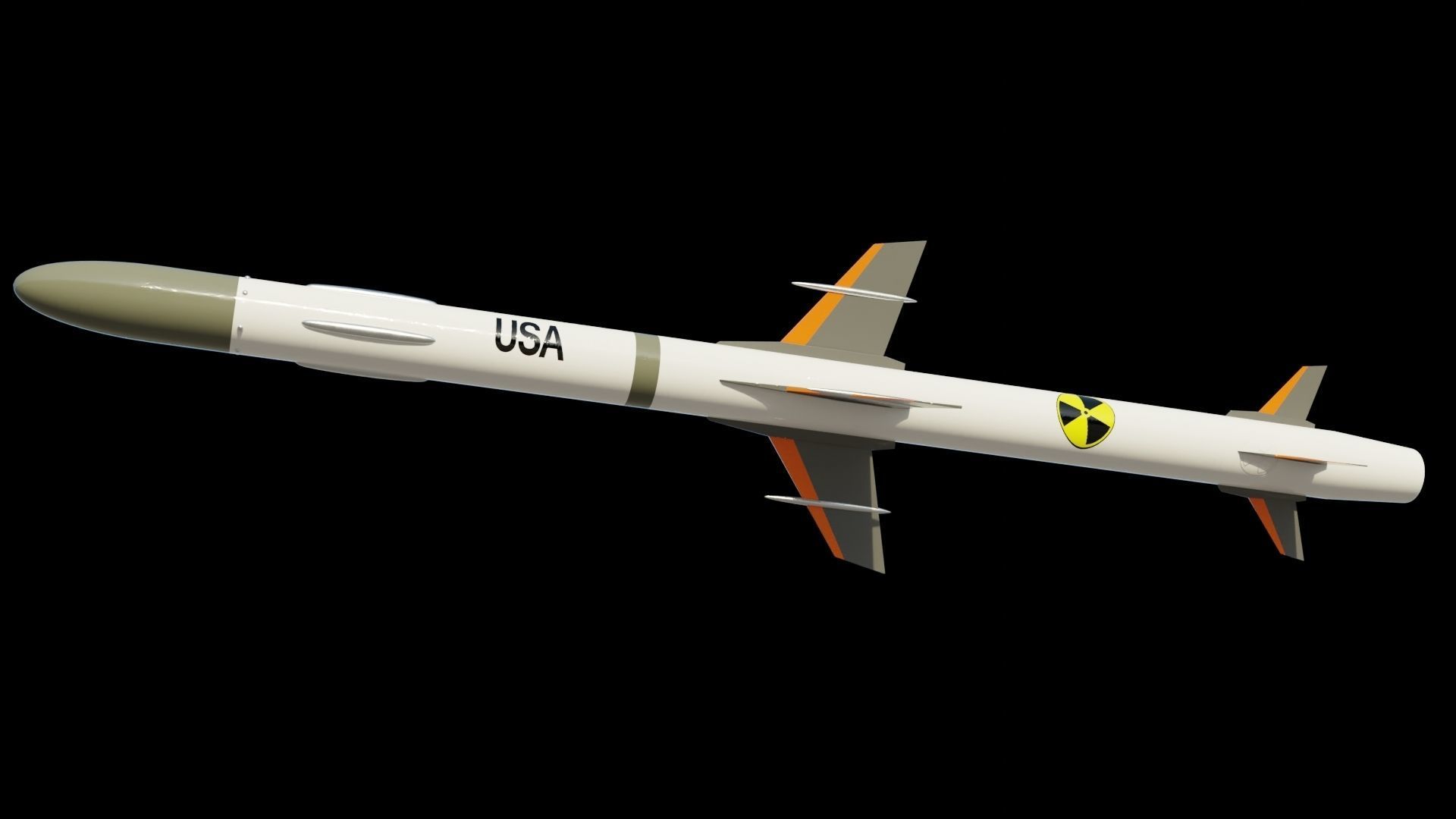 Missile 3D model flying in sky Low-poly 3D model_9