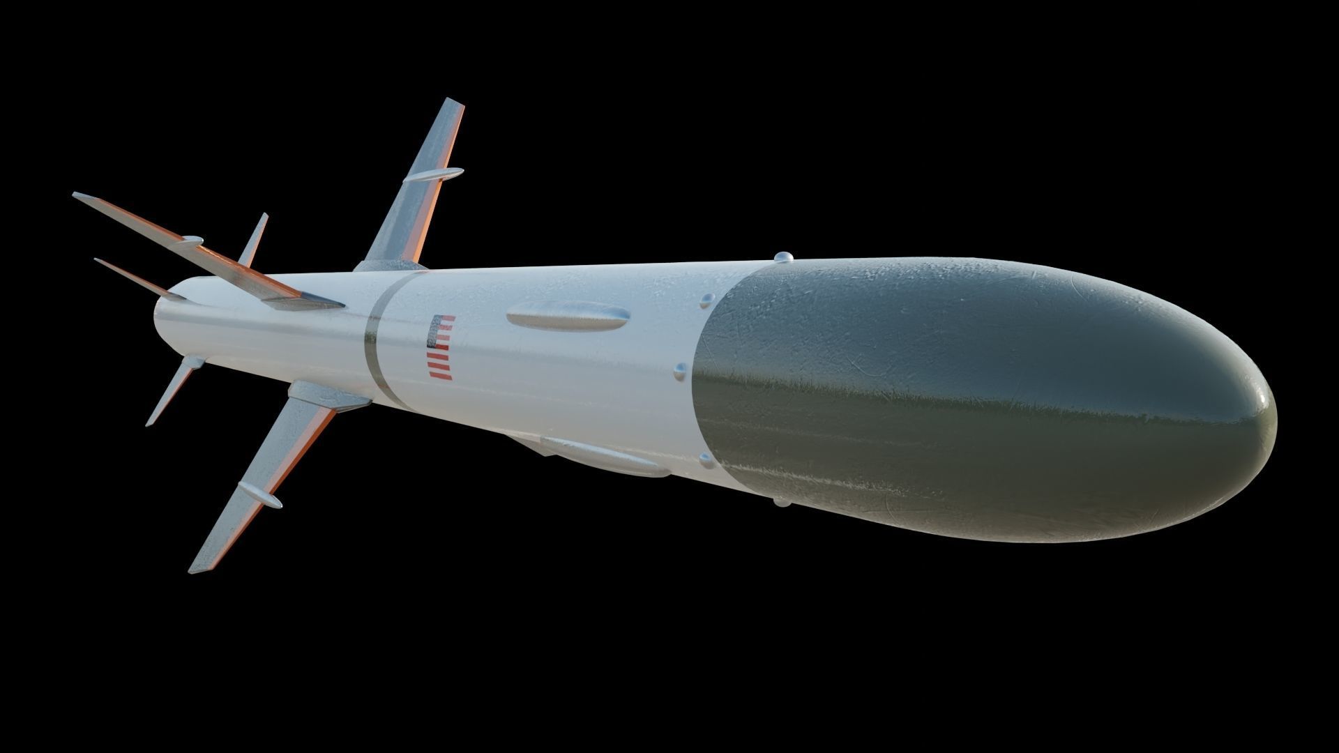 Missile 3D model flying in sky Low-poly 3D model_3