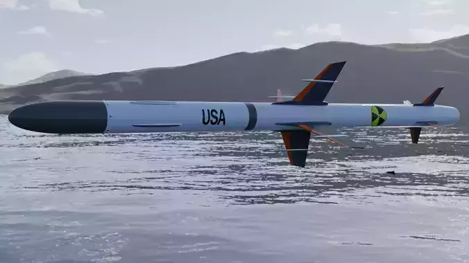 Missile 3D model flying in sky Low-poly 3D model