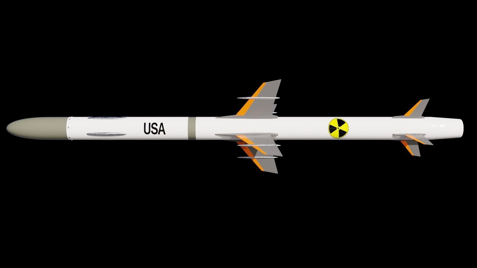 Missile 3D model flying in sky Low-poly 3D model_5