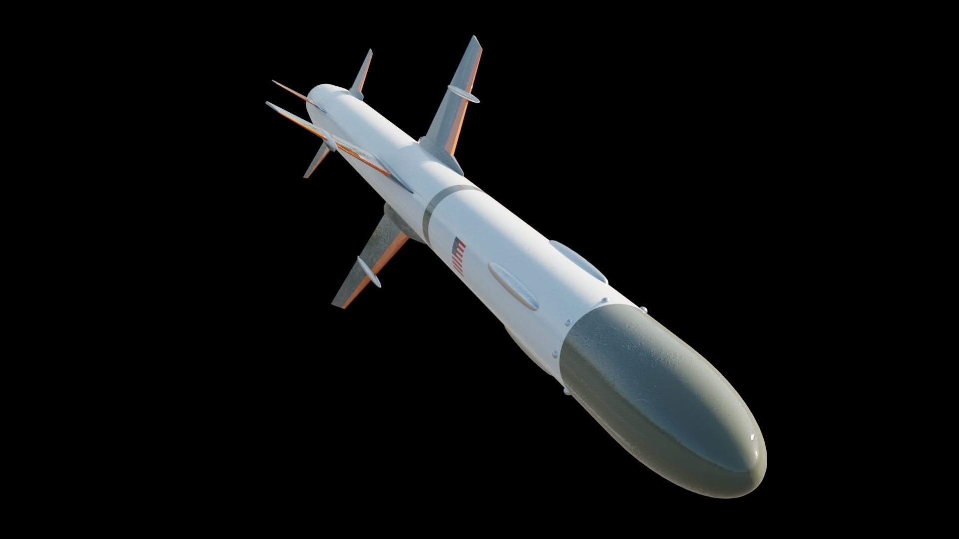 Missile 3D model flying in sky Low-poly 3D model_8
