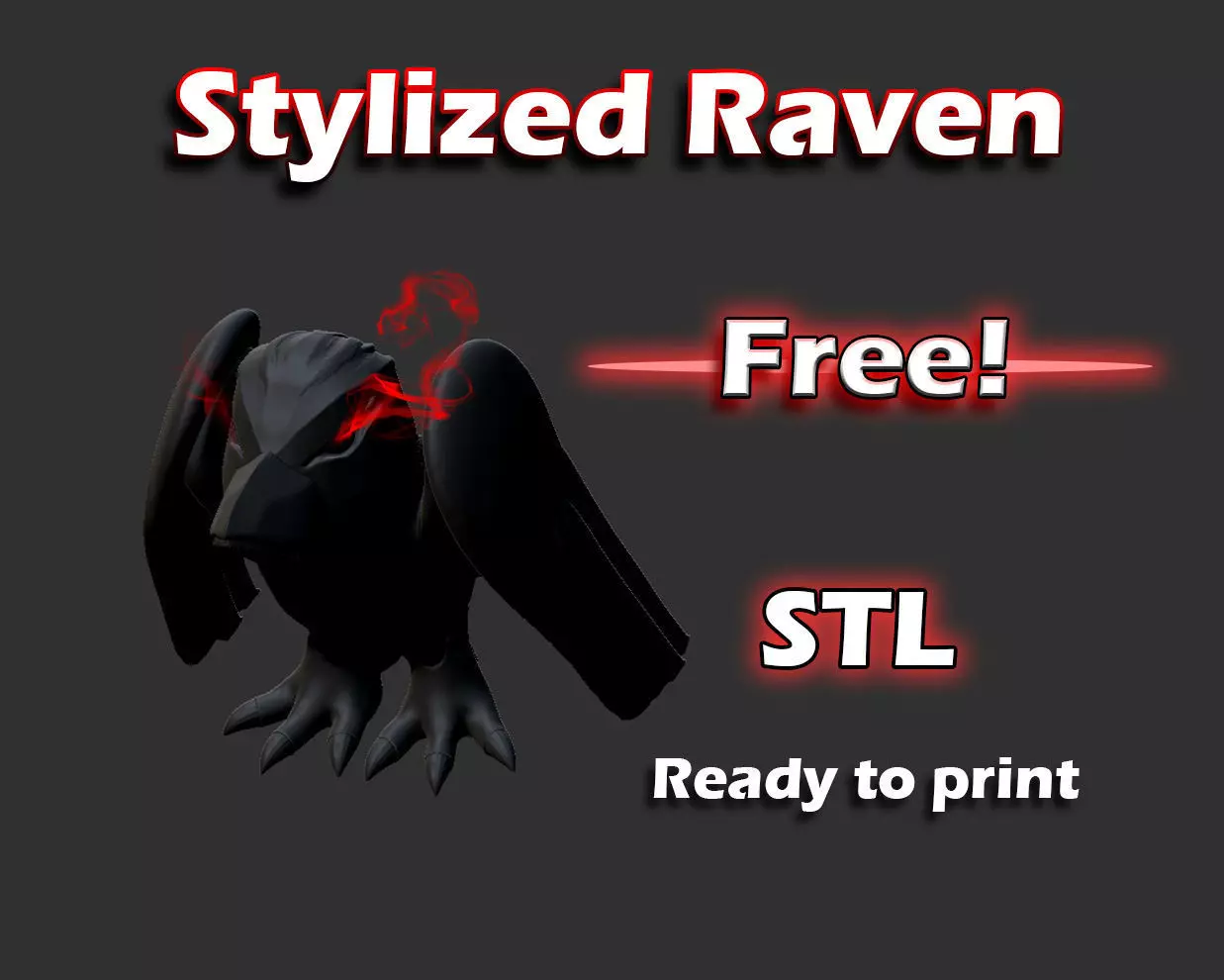 Free Stylized Raven 3D print ready Free 3D print model_0