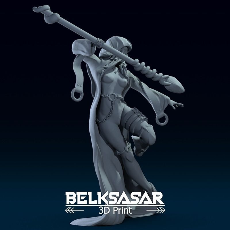 Fantasy Female Wizard Nude Version 3D print model_3