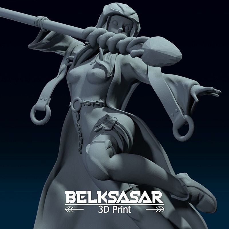 Fantasy Female Wizard Nude Version 3D print model_5