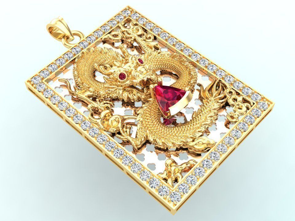 Dragon pendant - Mens pendant 3D print model_1