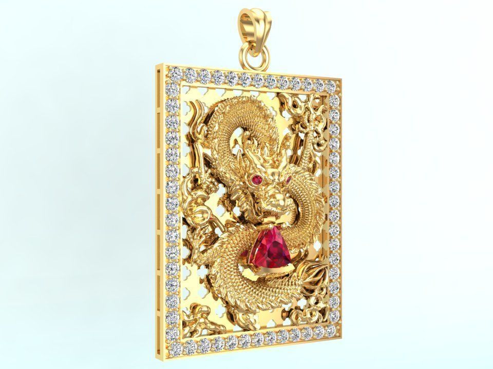 Dragon pendant - Mens pendant 3D print model_2