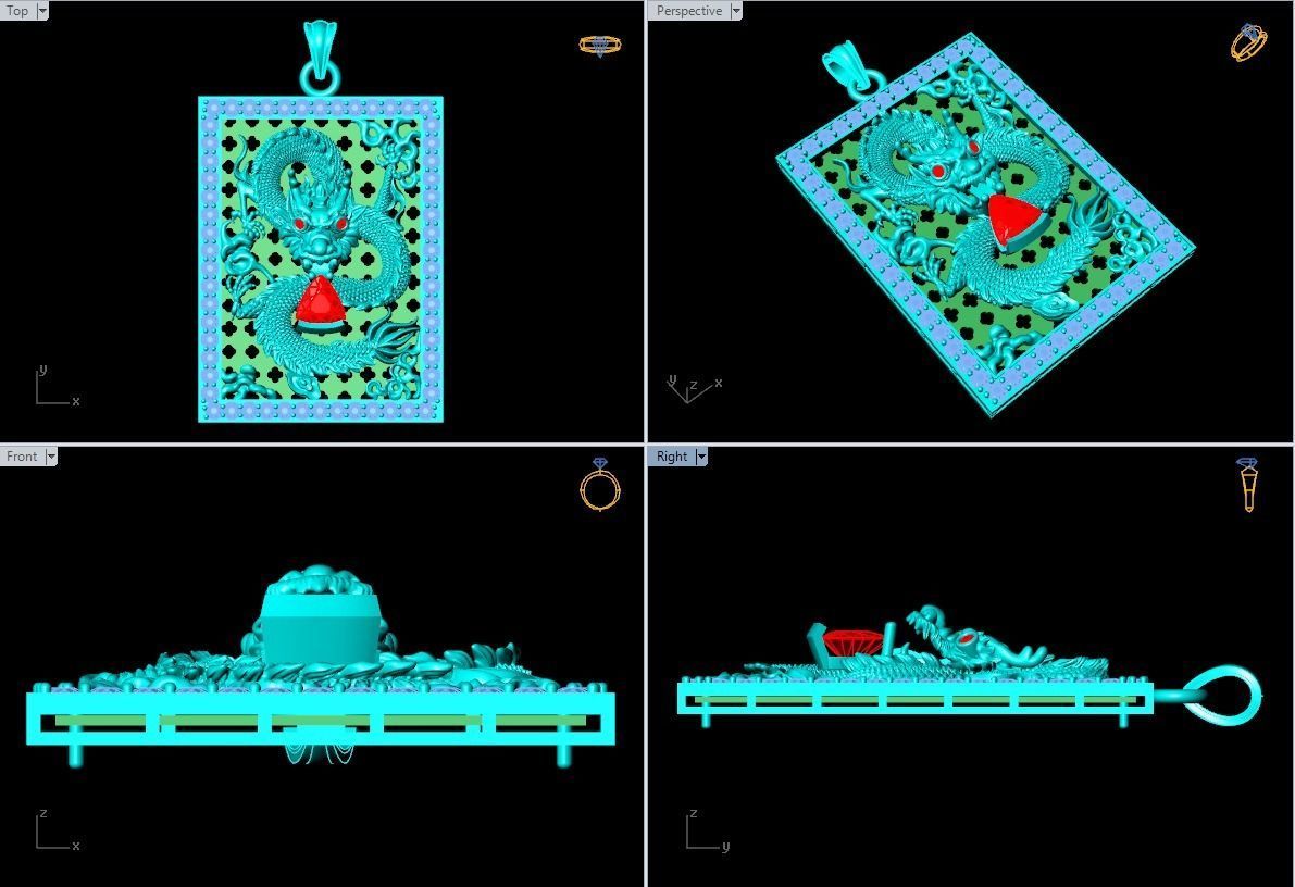 Dragon pendant - Mens pendant 3D print model_7
