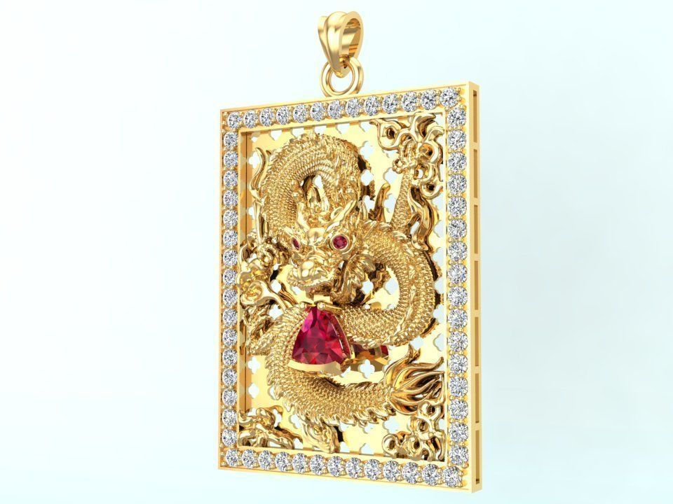 Dragon pendant - Mens pendant 3D print model_3