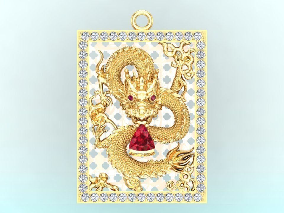 Dragon pendant - Mens pendant 3D print model_4