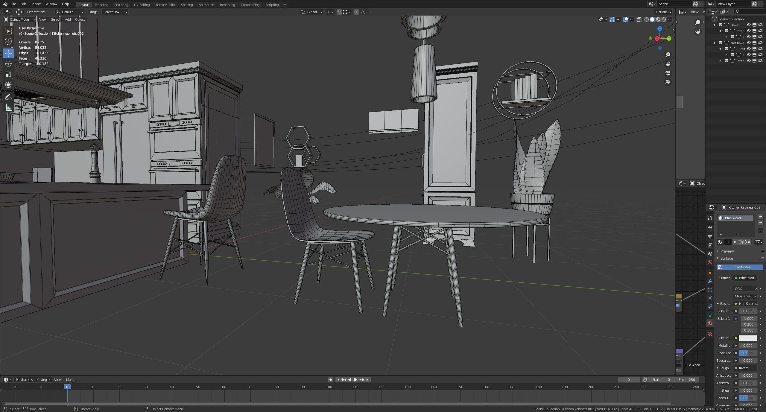 Classic style porch house kitchen furniture pack Low-poly 3D model_15