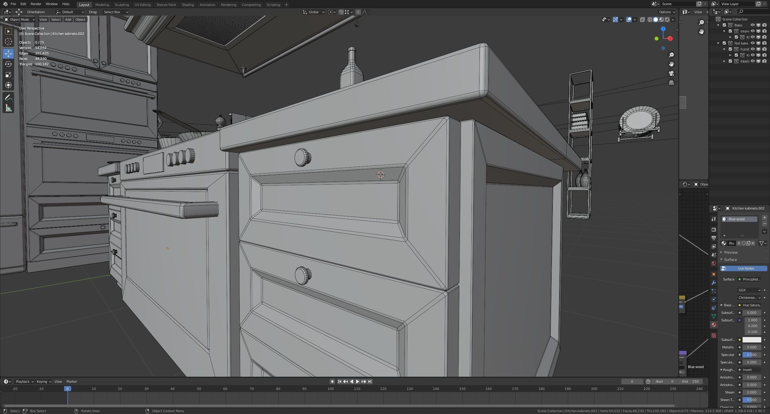 Classic style porch house kitchen furniture pack Low-poly 3D model_14