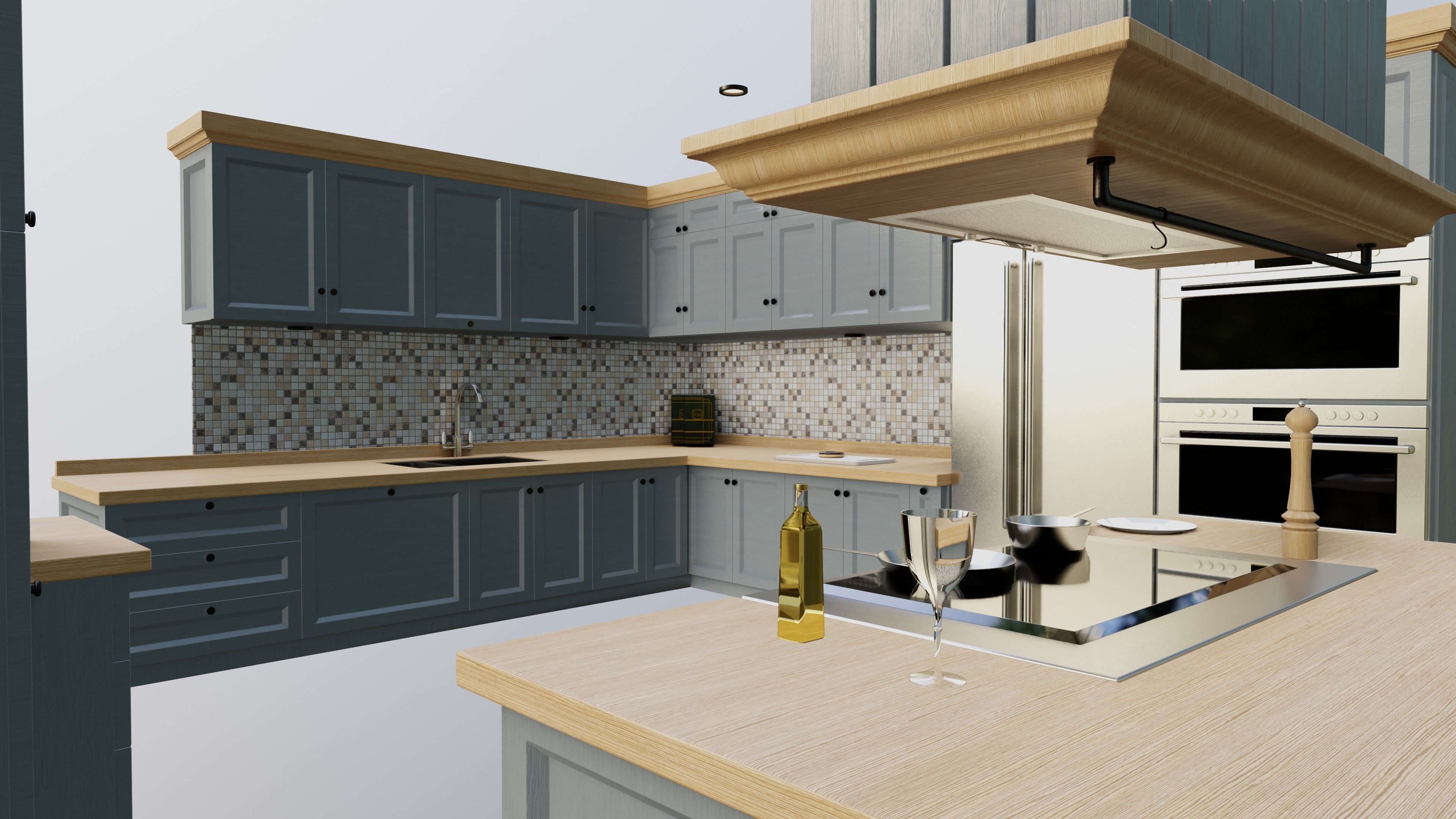 Classic style porch house kitchen furniture pack Low-poly 3D model_10