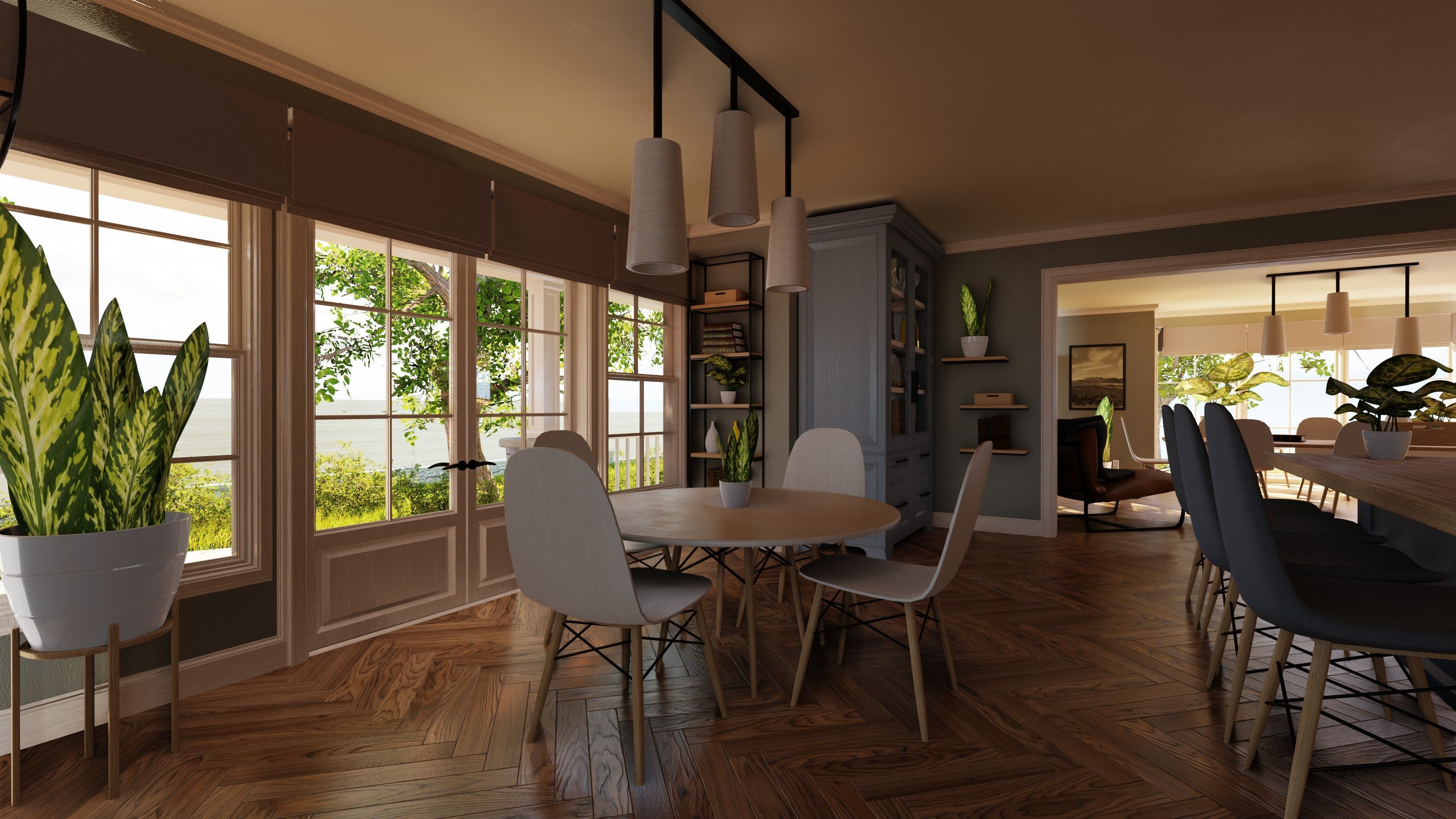 Classic style porch house kitchen furniture pack Low-poly 3D model_8