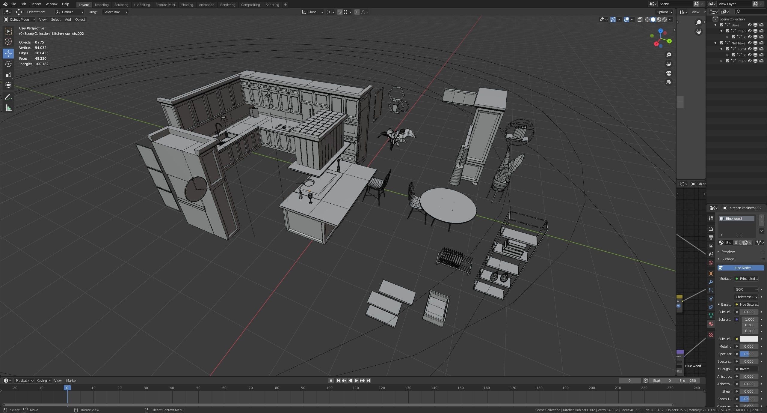 Classic style porch house kitchen furniture pack Low-poly 3D model_13