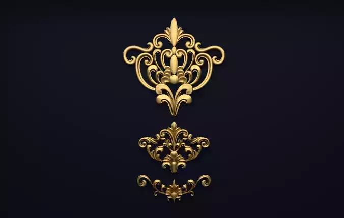 Classic decor ornament v-3D model 23 3D model
