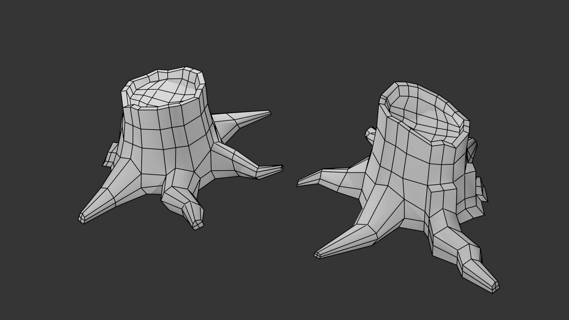 Cartoon Stump Low-poly 3D model_3