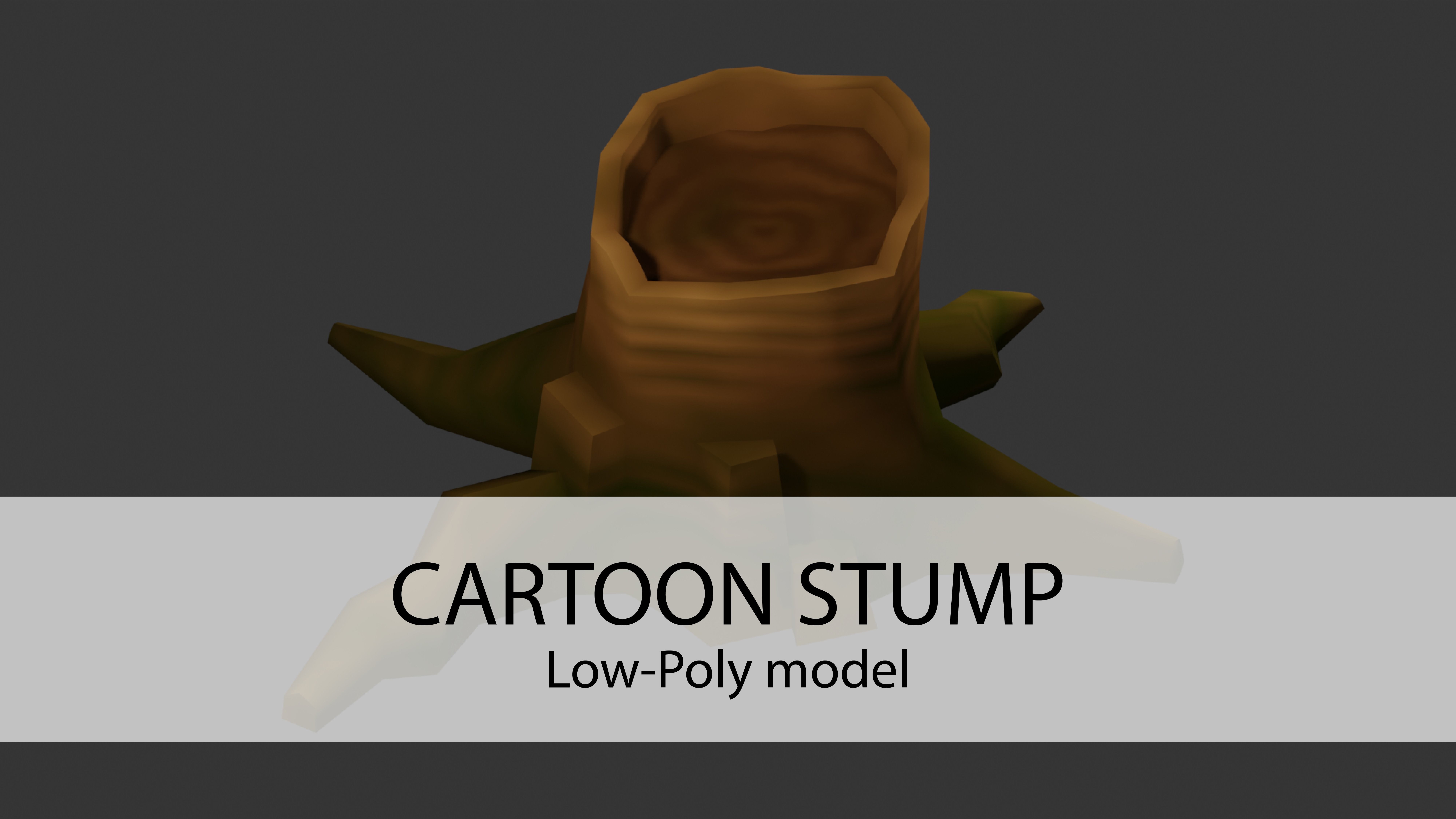 Cartoon Stump Low-poly 3D model_1