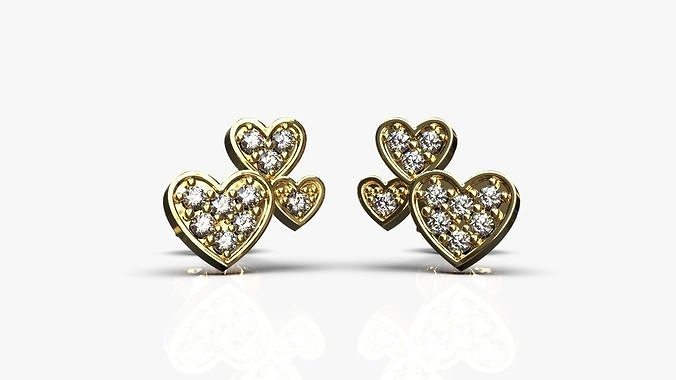 Heart earrings 3D print model