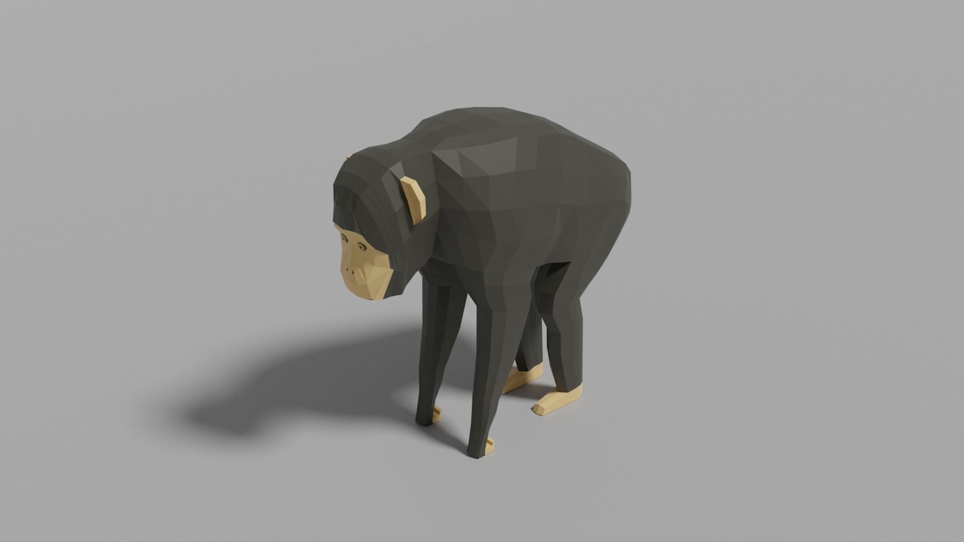 Cartoon Chimpanzee Low-poly 3D model_0