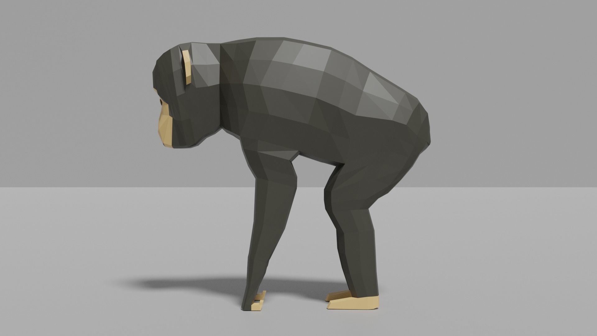 Cartoon Chimpanzee Low-poly 3D model_2