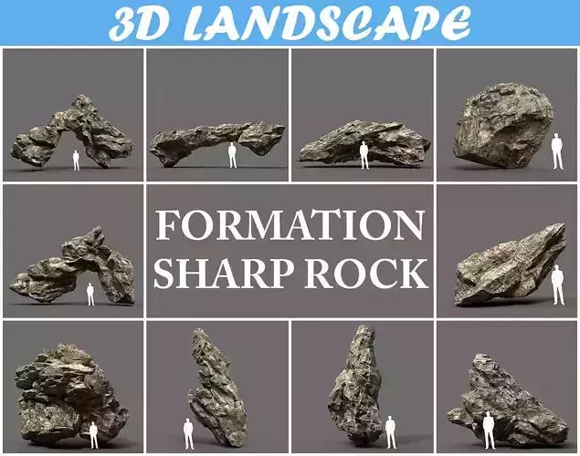 Low poly Sharp Rock FormationPack 191226