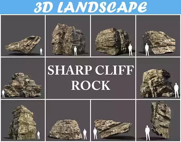 Low poly Rock Cliff Pack 191223