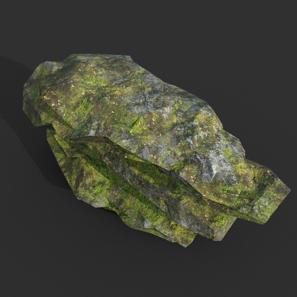 Low poly Mossy Rock Formation Pack 191221 Low-poly 3D model_32