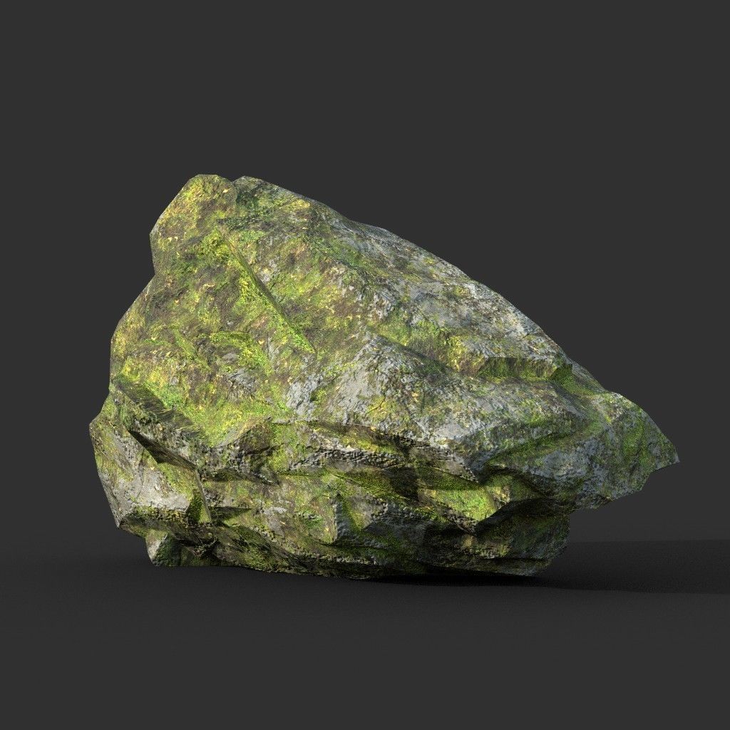 Low poly Mossy Rock Formation Pack 191221 Low-poly 3D model_3