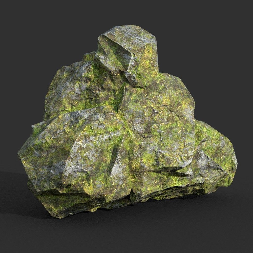 Low poly Mossy Rock Formation Pack 191221 Low-poly 3D model_15
