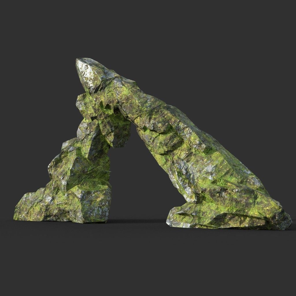 Low poly Mossy Rock Formation Pack 191221 Low-poly 3D model_19