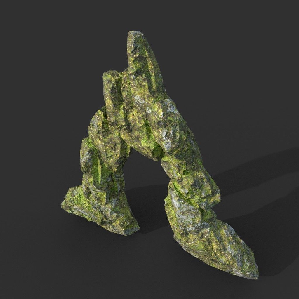 Low poly Mossy Rock Formation Pack 191221 Low-poly 3D model_24