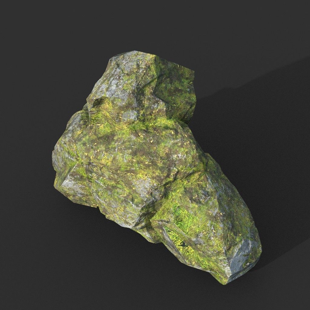 Low poly Mossy Rock Formation Pack 191221 Low-poly 3D model_16