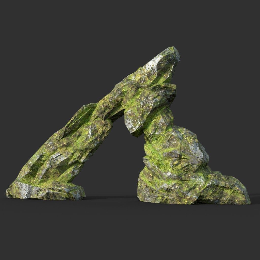 Low poly Mossy Rock Formation Pack 191221 Low-poly 3D model_18