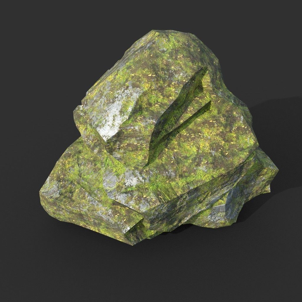 Low poly Mossy Rock Formation Pack 191221 Low-poly 3D model_12