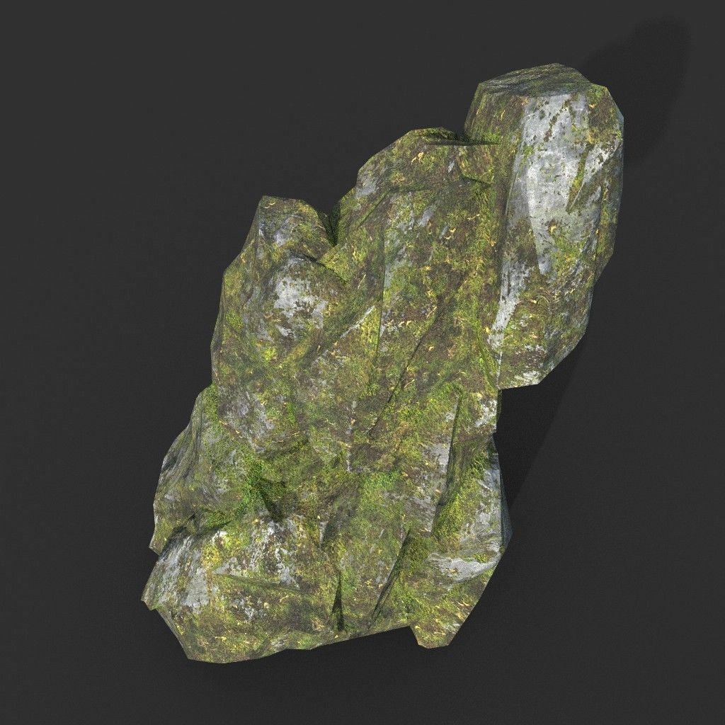 Low poly Mossy Rock Formation Pack 191221 Low-poly 3D model_28