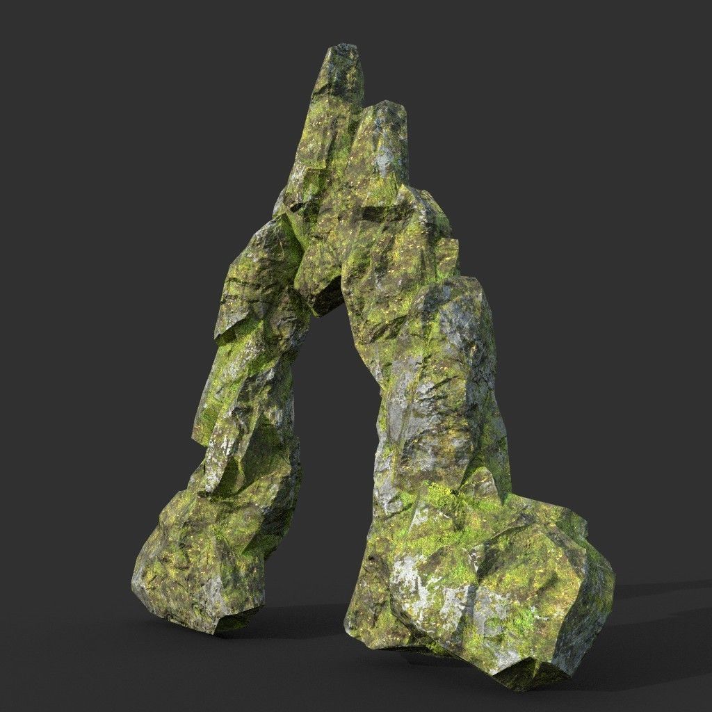 Low poly Mossy Rock Formation Pack 191221 Low-poly 3D model_23