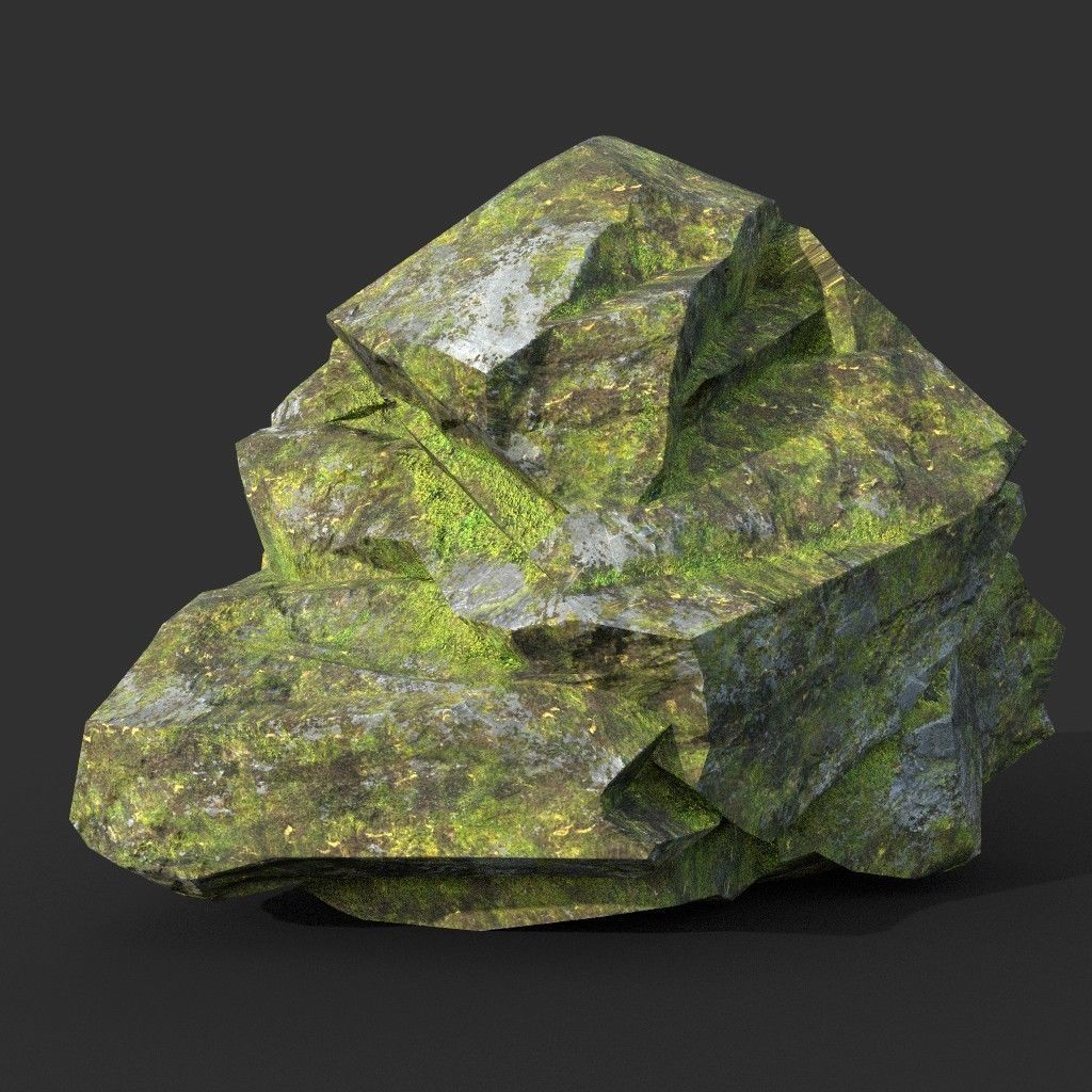 Low poly Mossy Rock Formation Pack 191221 Low-poly 3D model_11