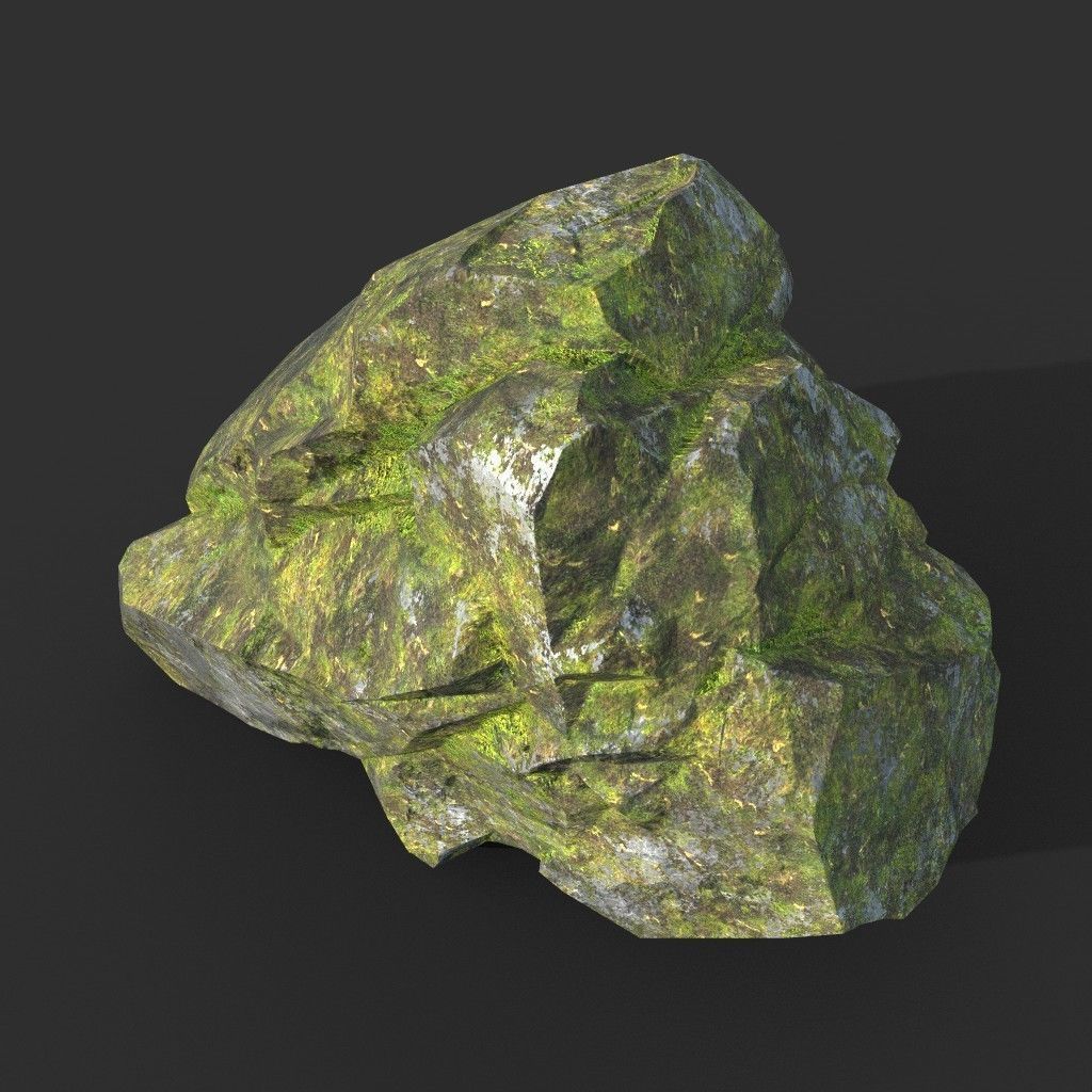 Low poly Mossy Rock Formation Pack 191221 Low-poly 3D model_8