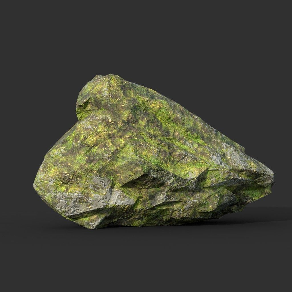 Low poly Mossy Rock Formation Pack 191221 Low-poly 3D model_2
