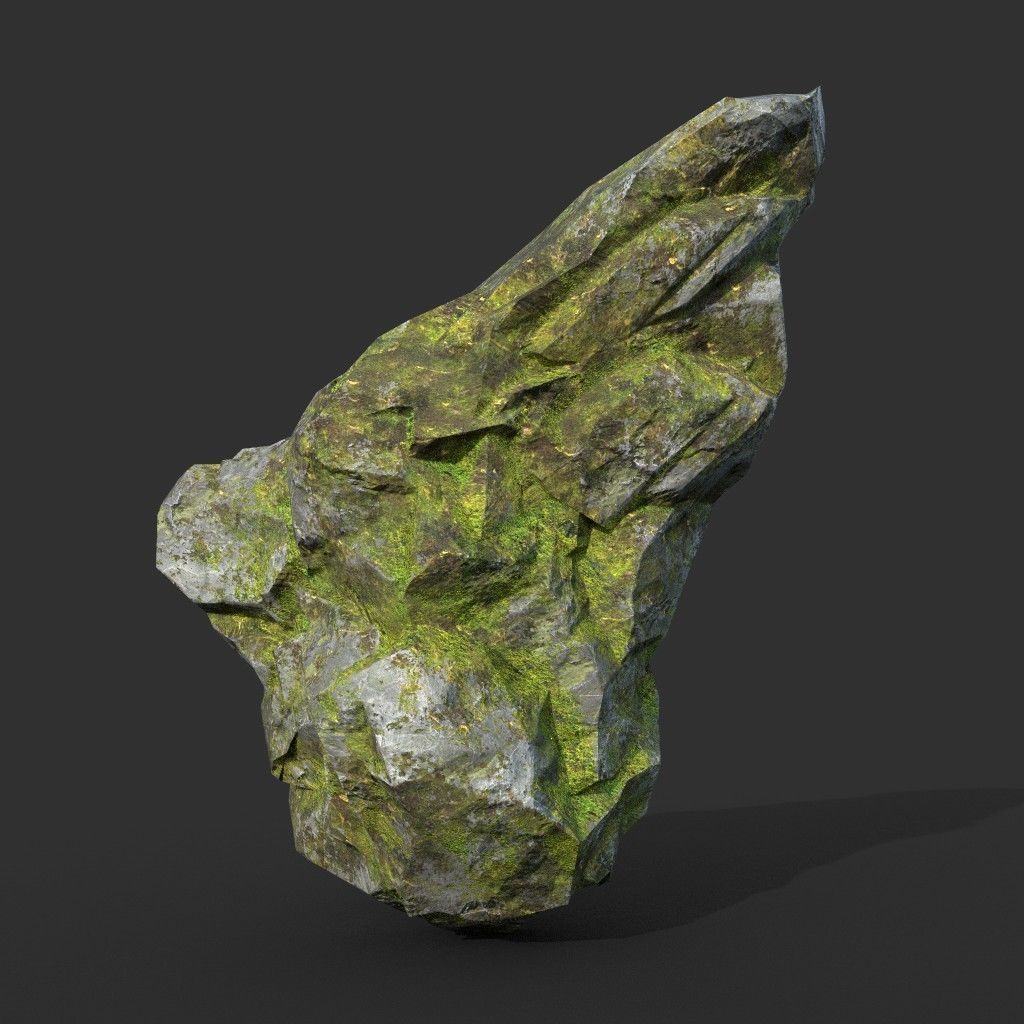 Low poly Mossy Rock Formation Pack 191221 Low-poly 3D model_38