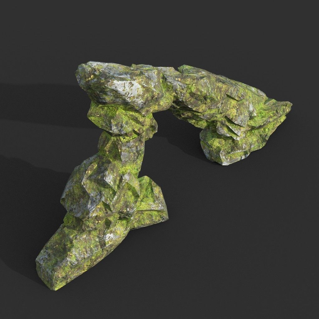 Low poly Mossy Rock Formation Pack 191221 Low-poly 3D model_20