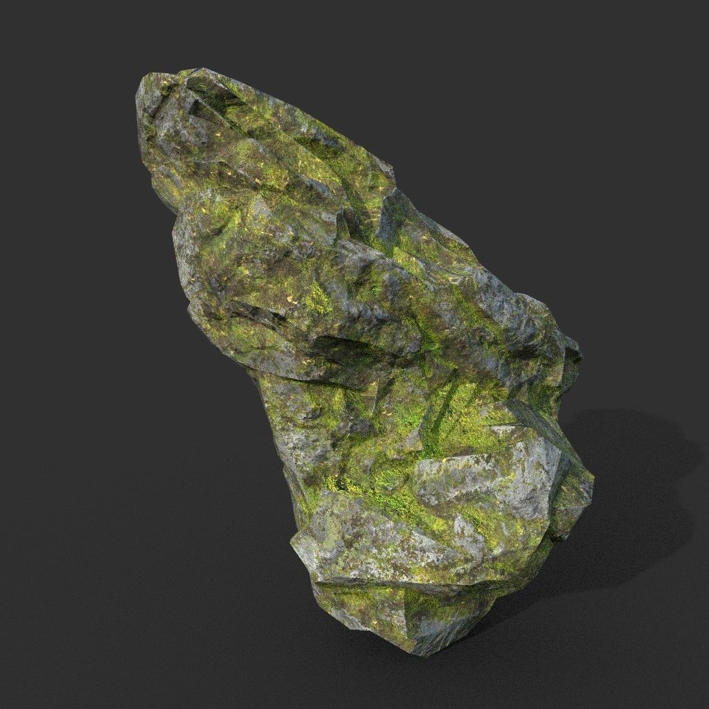 Low poly Mossy Rock Formation Pack 191221 Low-poly 3D model_39