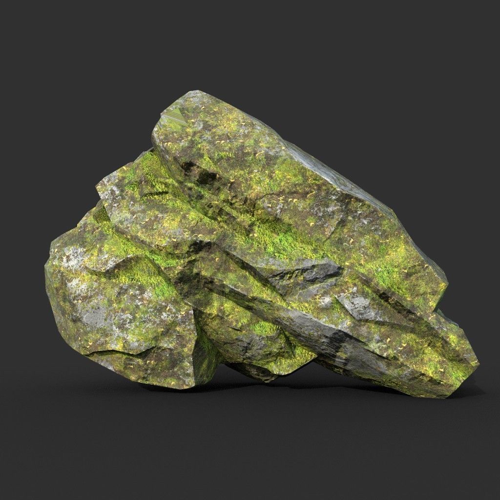 Low poly Mossy Rock Formation Pack 191221 Low-poly 3D model_6