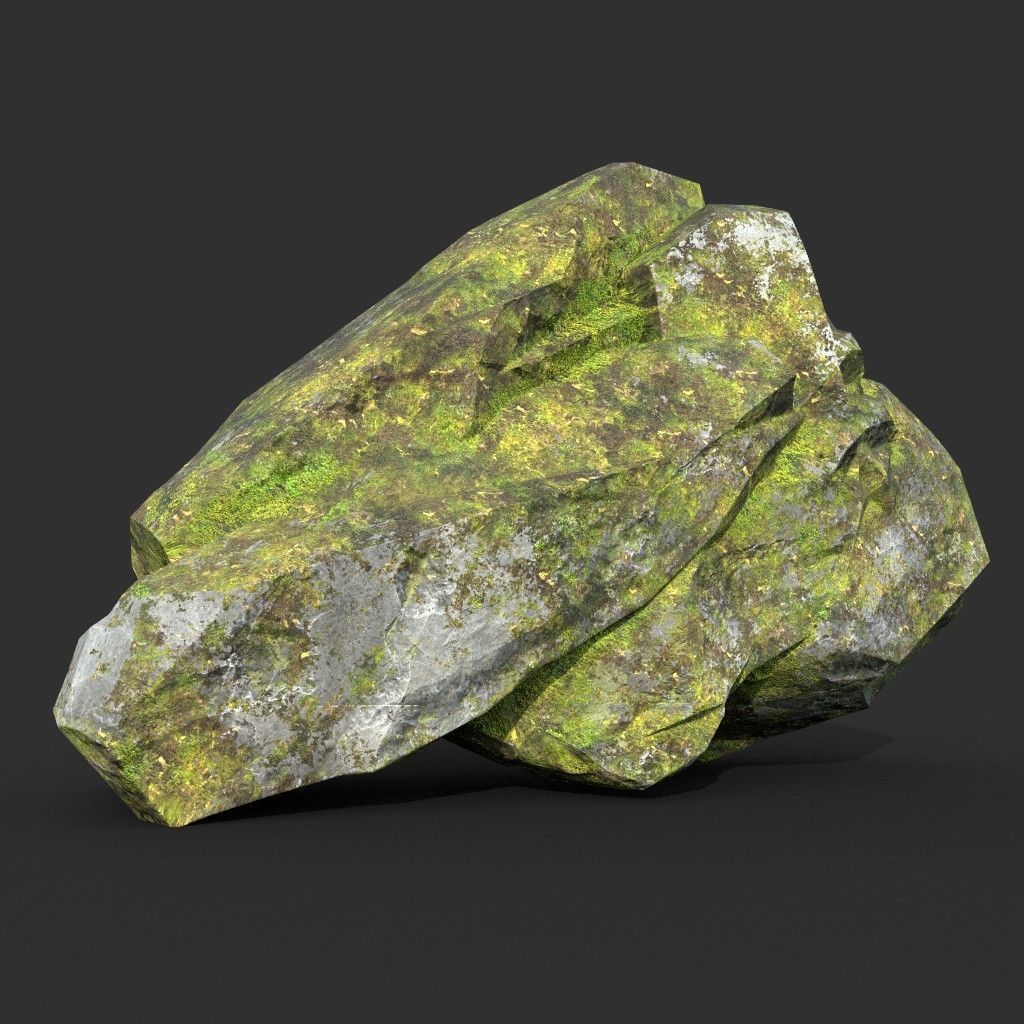 Low poly Mossy Rock Formation Pack 191221 Low-poly 3D model_7
