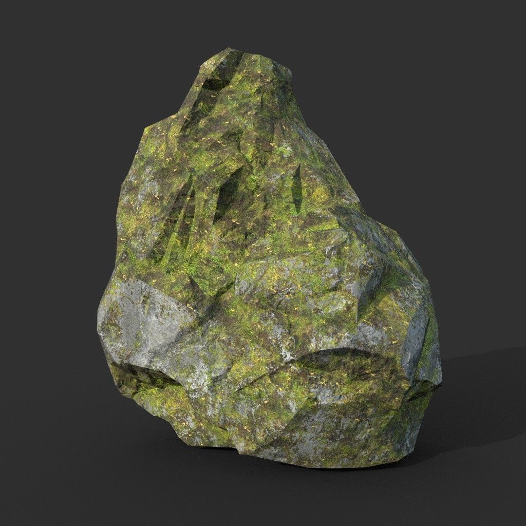 Low poly Mossy Rock Formation Pack 191221 Low-poly 3D model_34