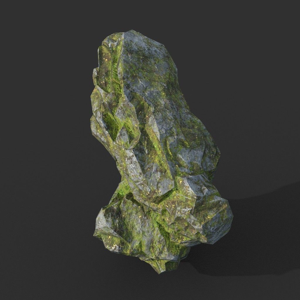 Low poly Mossy Rock Formation Pack 191221 Low-poly 3D model_40