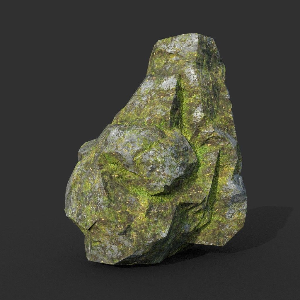 Low poly Mossy Rock Formation Pack 191221 Low-poly 3D model_35