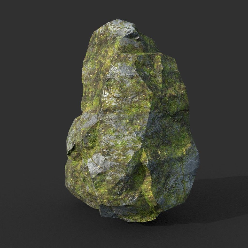 Low poly Mossy Rock Formation Pack 191221 Low-poly 3D model_36