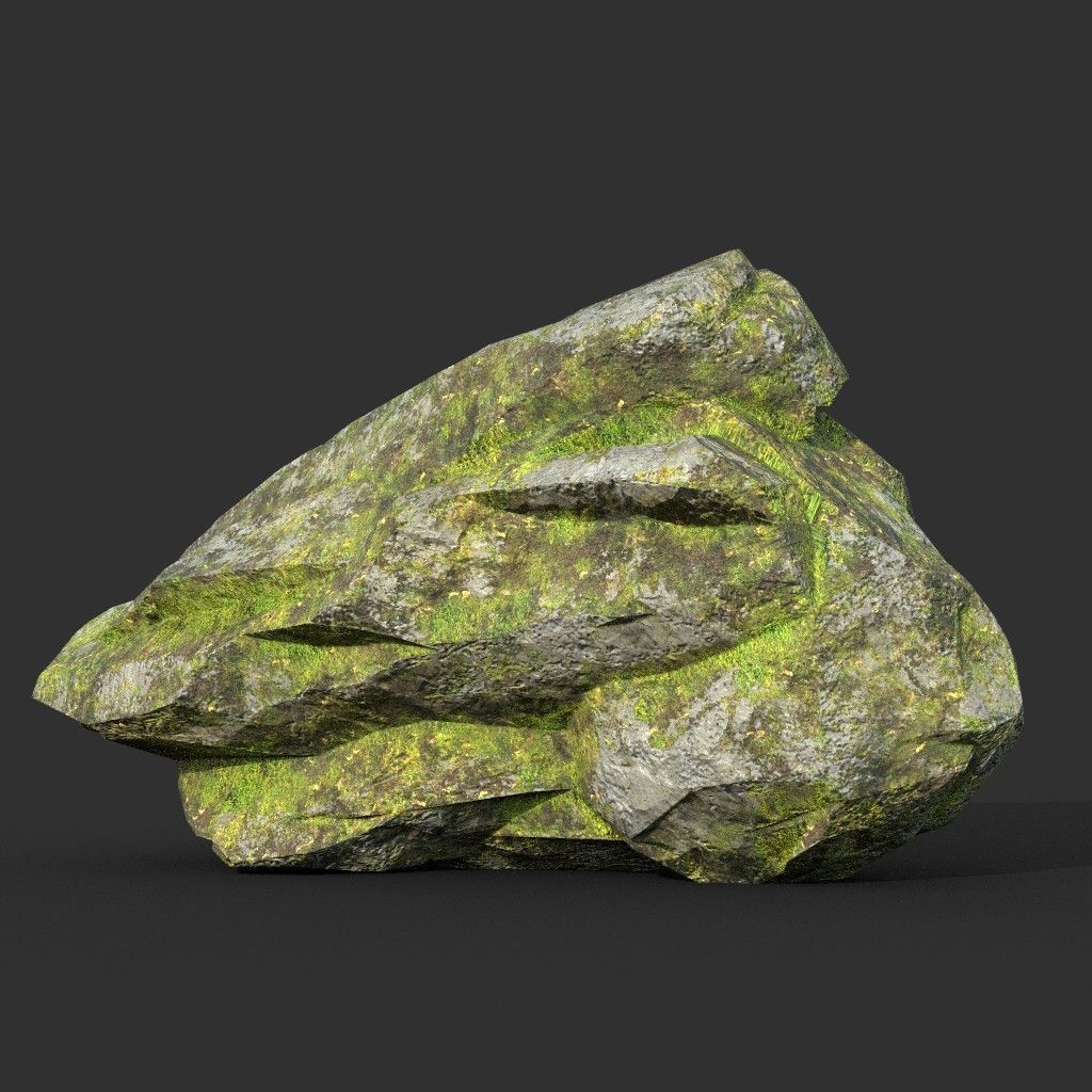 Low poly Mossy Rock Formation Pack 191221 Low-poly 3D model_4