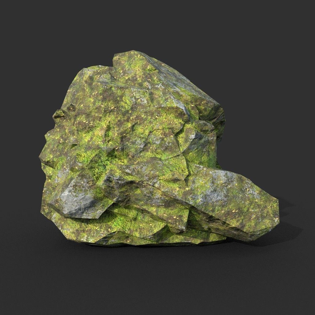 Low poly Mossy Rock Formation Pack 191221 Low-poly 3D model_10